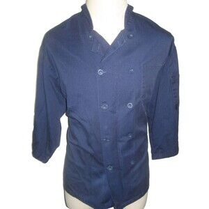 Happy Chef Black Cotton/Poly 3/4 Sleeve Double Breasted Chef's Tunic sz XL